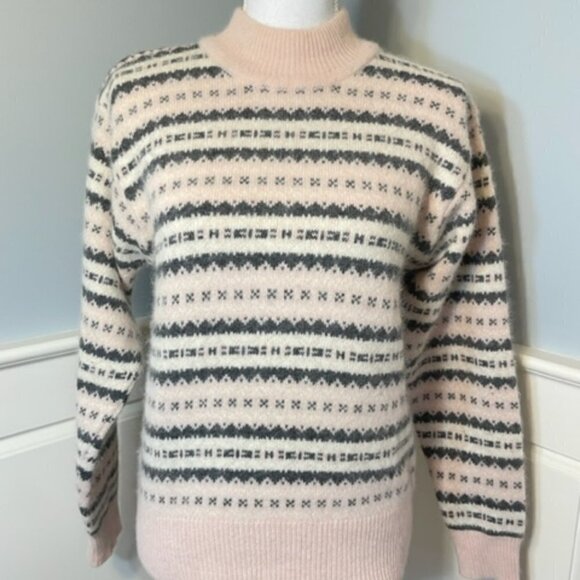 Vintage Liz Claiborne Angora Rabbit Hair Mock Neck Furry Sweater Small - Picture 2 of 6